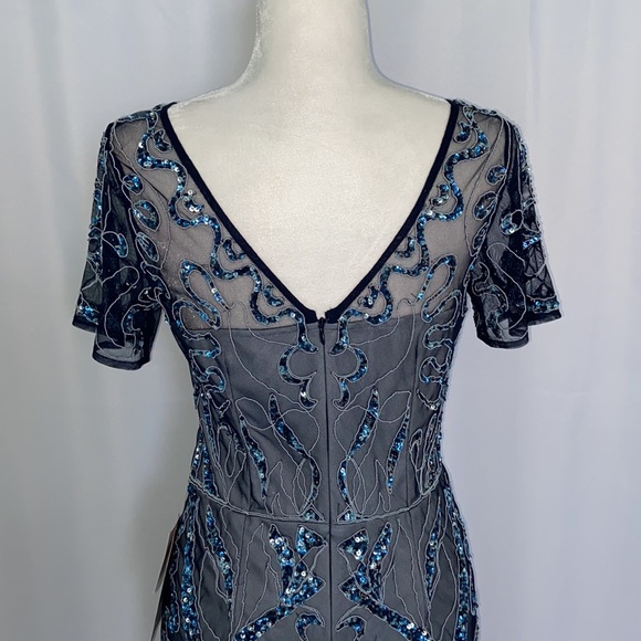 JS COLLECTIONS Sequin Embroidered Column Gown - Picture 13 of 13